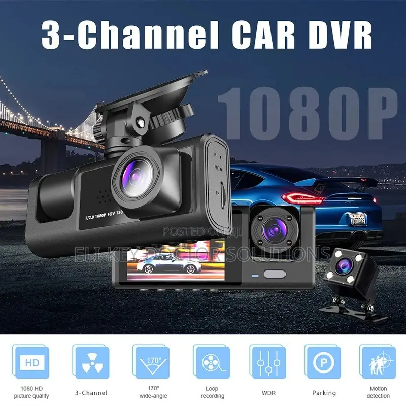 3-Channel Car Dash Cam With Free 64G Memory Card and Wifi